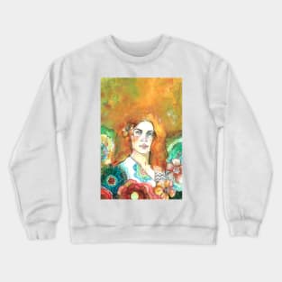 Red Hair and Flowers Crewneck Sweatshirt